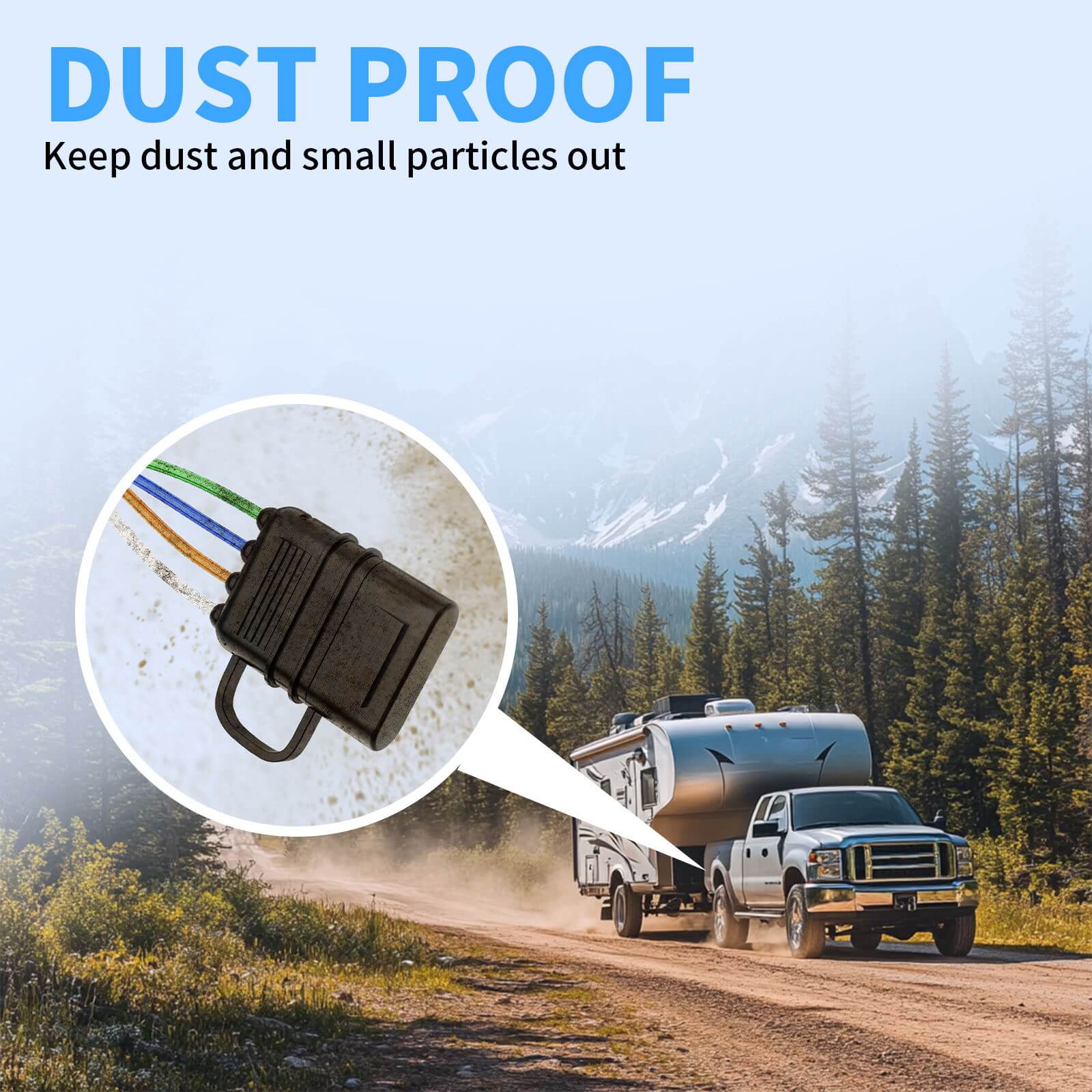 4 Pin Flat Trailer Extension Cable 12 inch, 16 AWG Pure Copper Wire Vehicle-Side and Trailer-Side 4 Way Connector