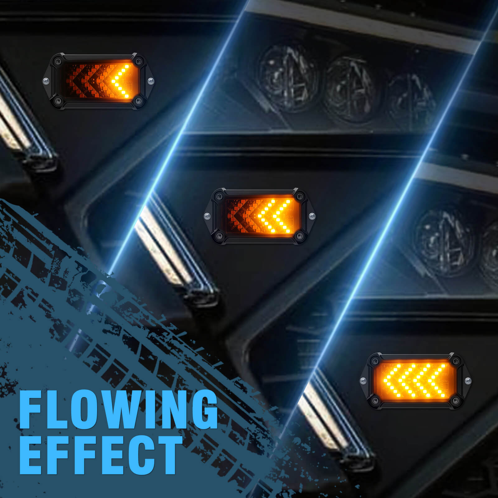 UTV Turn Signal Kit with 110D Horn & Lever Switch, UTV ATV Arrow-Flow Blinker with Rocker Switch, Universal Street Legal Turn Signals Compatible with Polaris, Can-Am, Teryx, CFMOTO