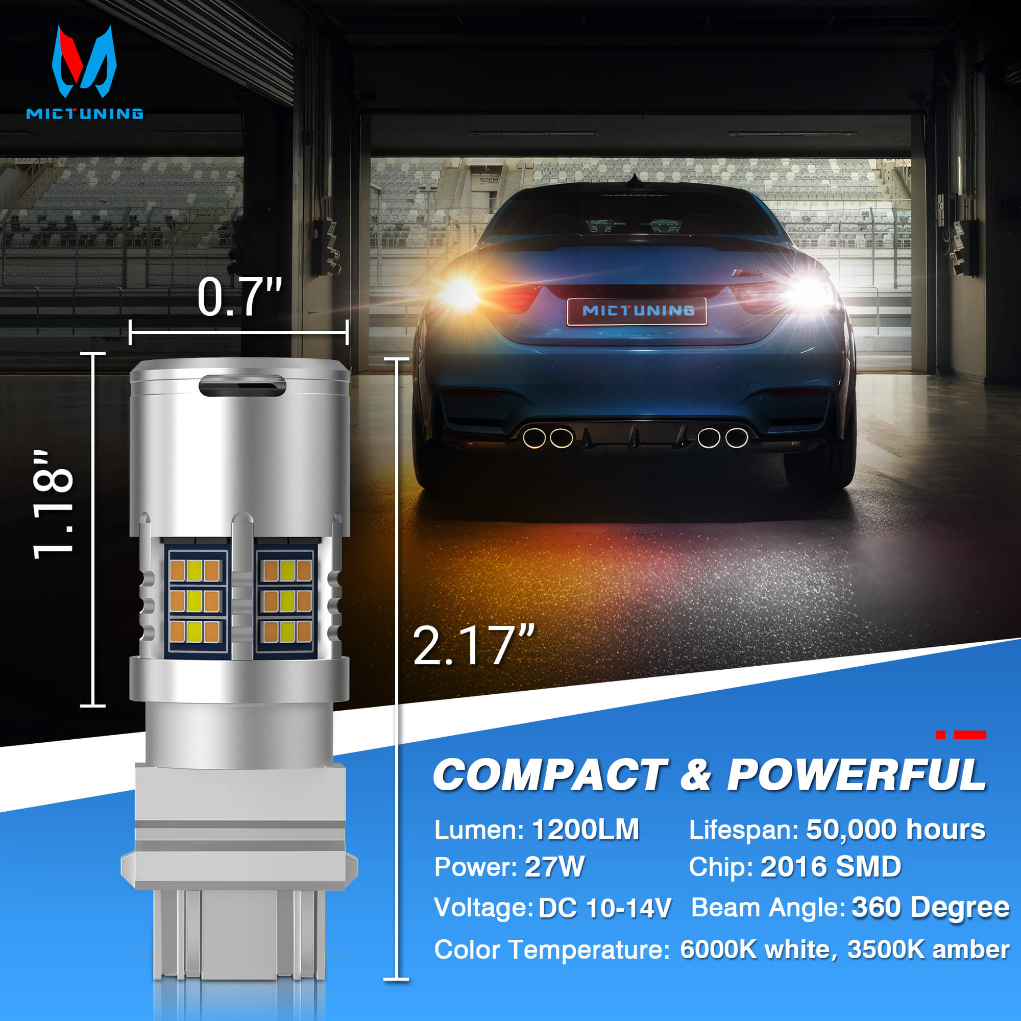 3156 3157 LED Bulbs LED Bulb Dual Color Amber White, 3056 3356 3057 Backup Light Bulbs Canbus Error Free for Reverse Tail DRL Turn Signal Light (Pack of 2)