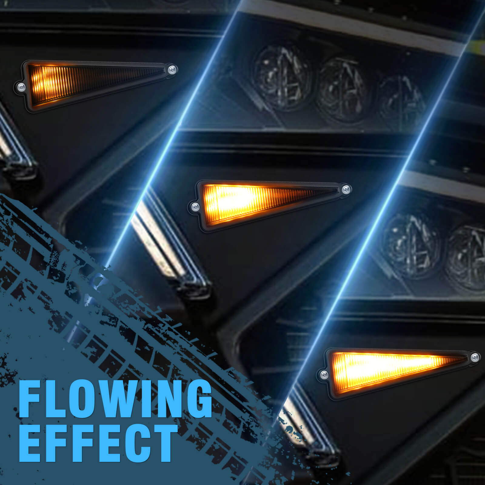 UTV Turn Signal Kit with 110D Horn, Pre-Wired, Plug and Play UTV ATV Blinker with Rocker Switch, Triangle Flowing Street Legal Turn Signals for Polaris, Can-Am, Teryx, CFMOTO