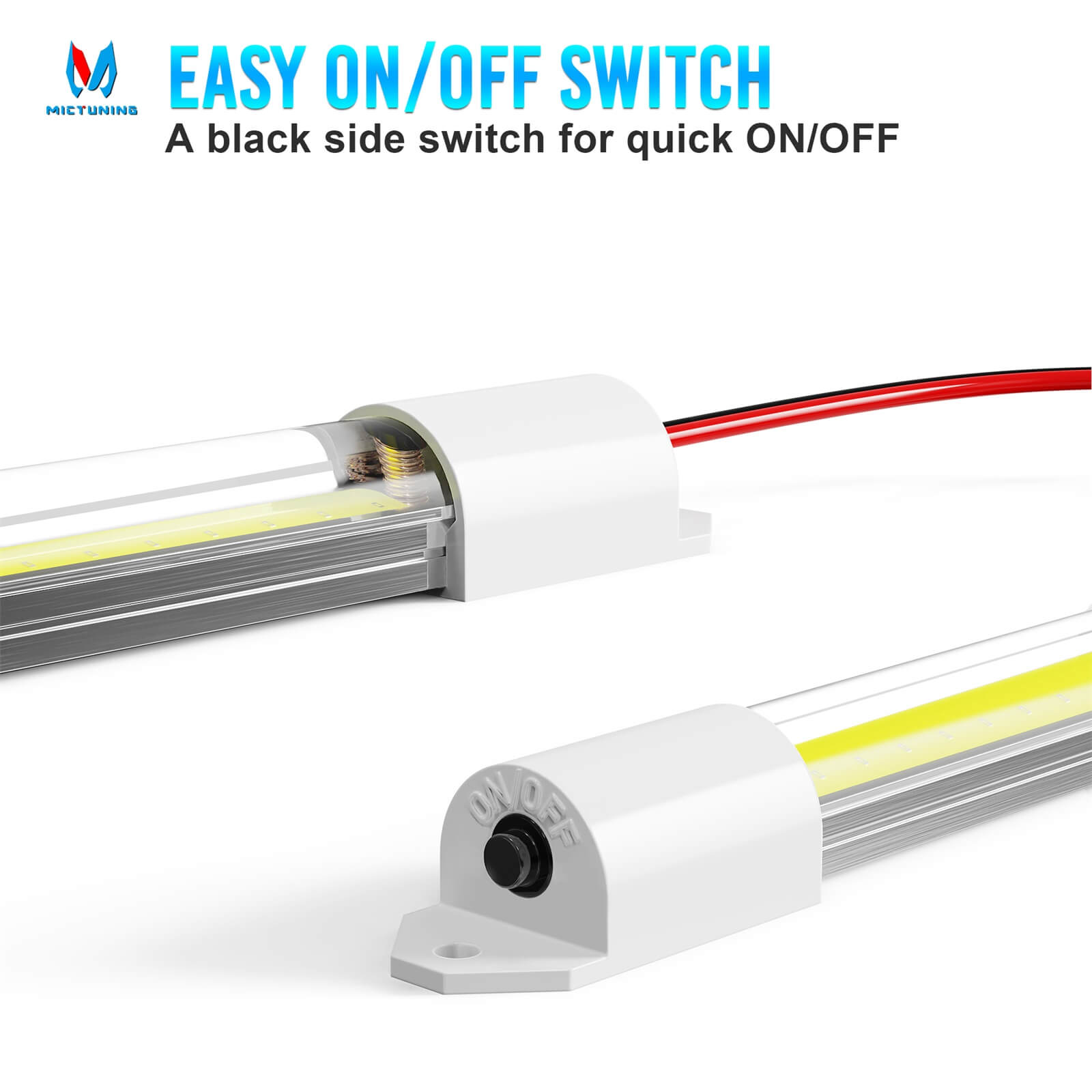 COB LED Interior Light Bar 4pcs, 6000K Strip Lights with ON/Off Switch, for Enclosed Cargo Trailer Car RV