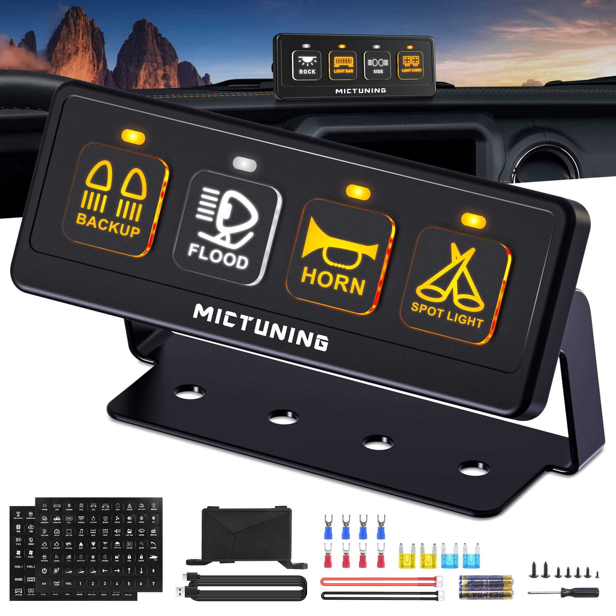 BA40/BA60 Wireless Switch Panel 4 Gang/6 Gang, Up to 164FT Range, 12V 60A Auxiliary Car Switch Panel