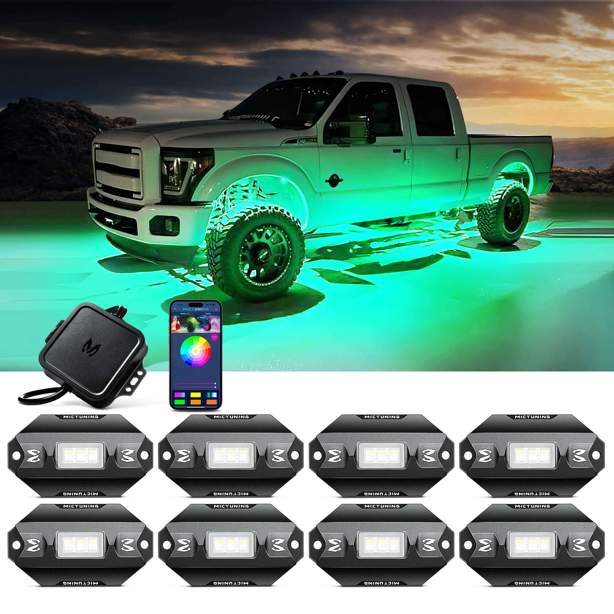 C1 RGBW LED Rock Lights 4-12 Pods Multicolor Underglow Neon Offroad Light Kit