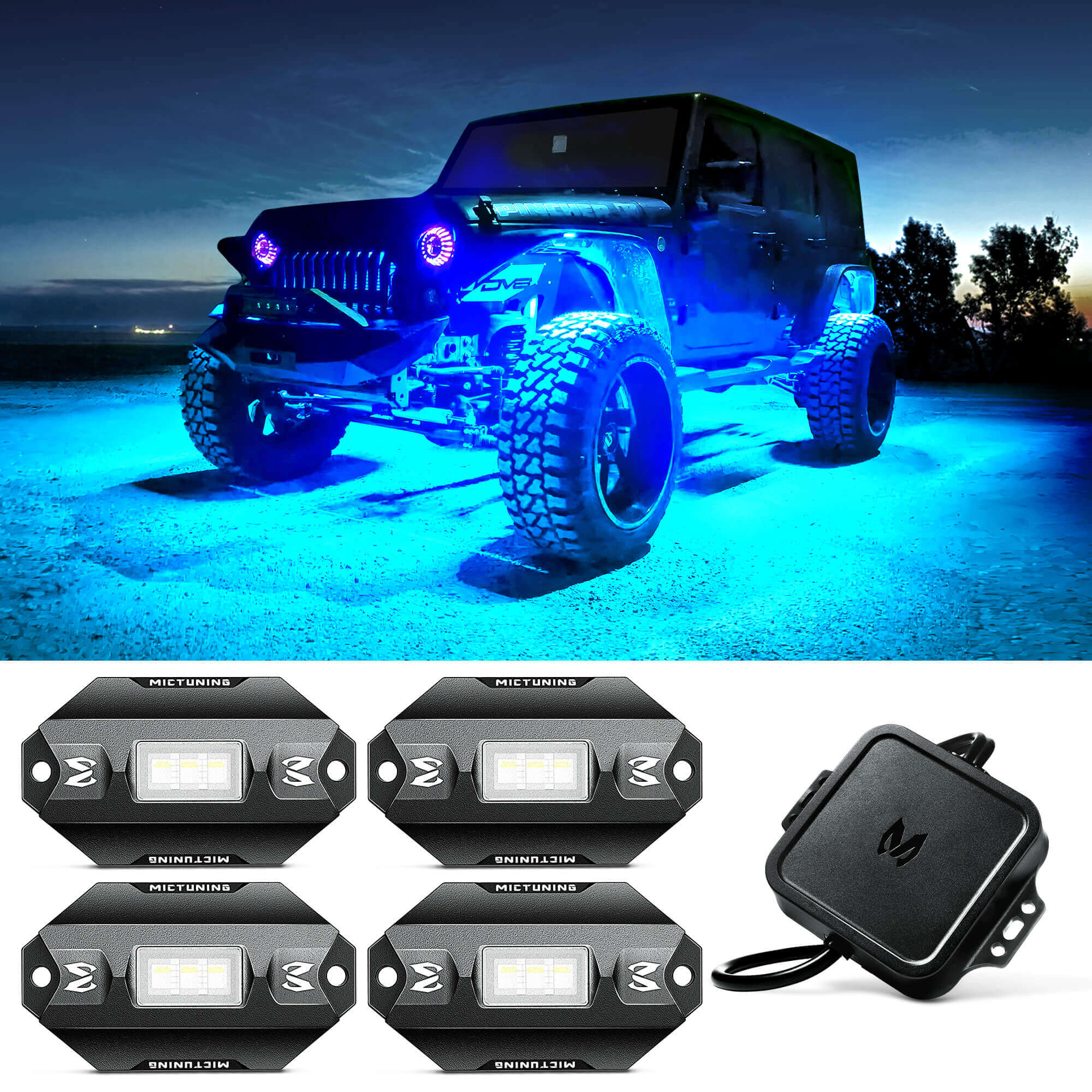 C1 RGBW LED Rock Lights 4-16 Pods Multicolor Underglow Neon Offroad Light Kit