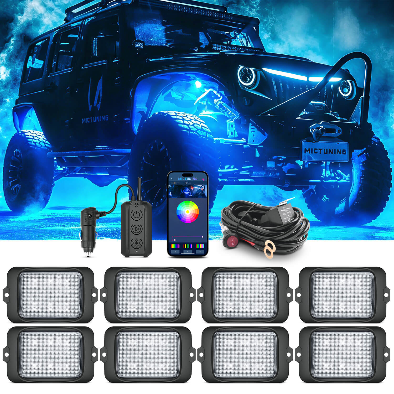 C3 Extensible RGBW LED Rock Lights - 4-32 Pods Wireless Control Multi-Color Neon Underglow Lights