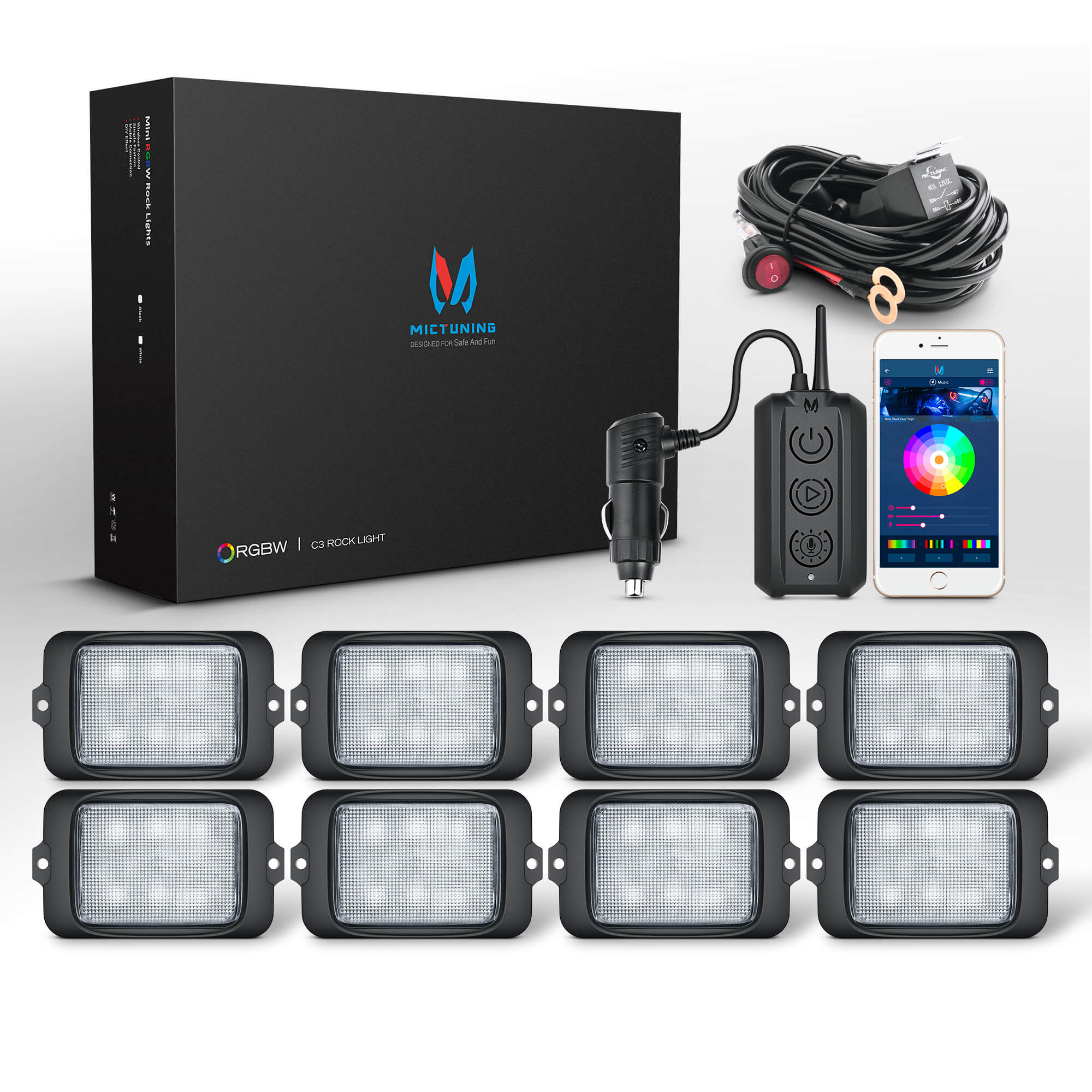 C3 Extensible RGBW LED Rock Lights - 4-32 Pods Wireless Control Multi-Color Neon Underglow Lights