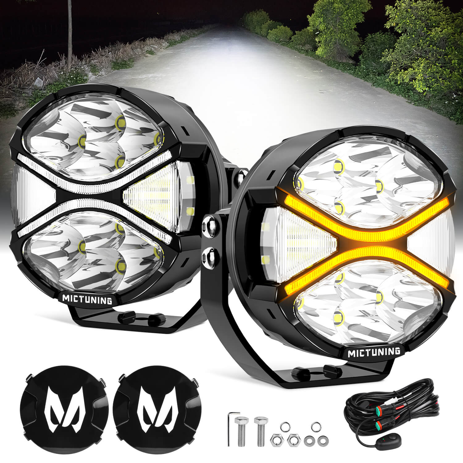 K6 4 Inch 160W LED White Light Pods Bundle with K8 Halo Ultra Pod Light, Offroad Driving Beam/Spot Beam, 4 Inch/5 Inch