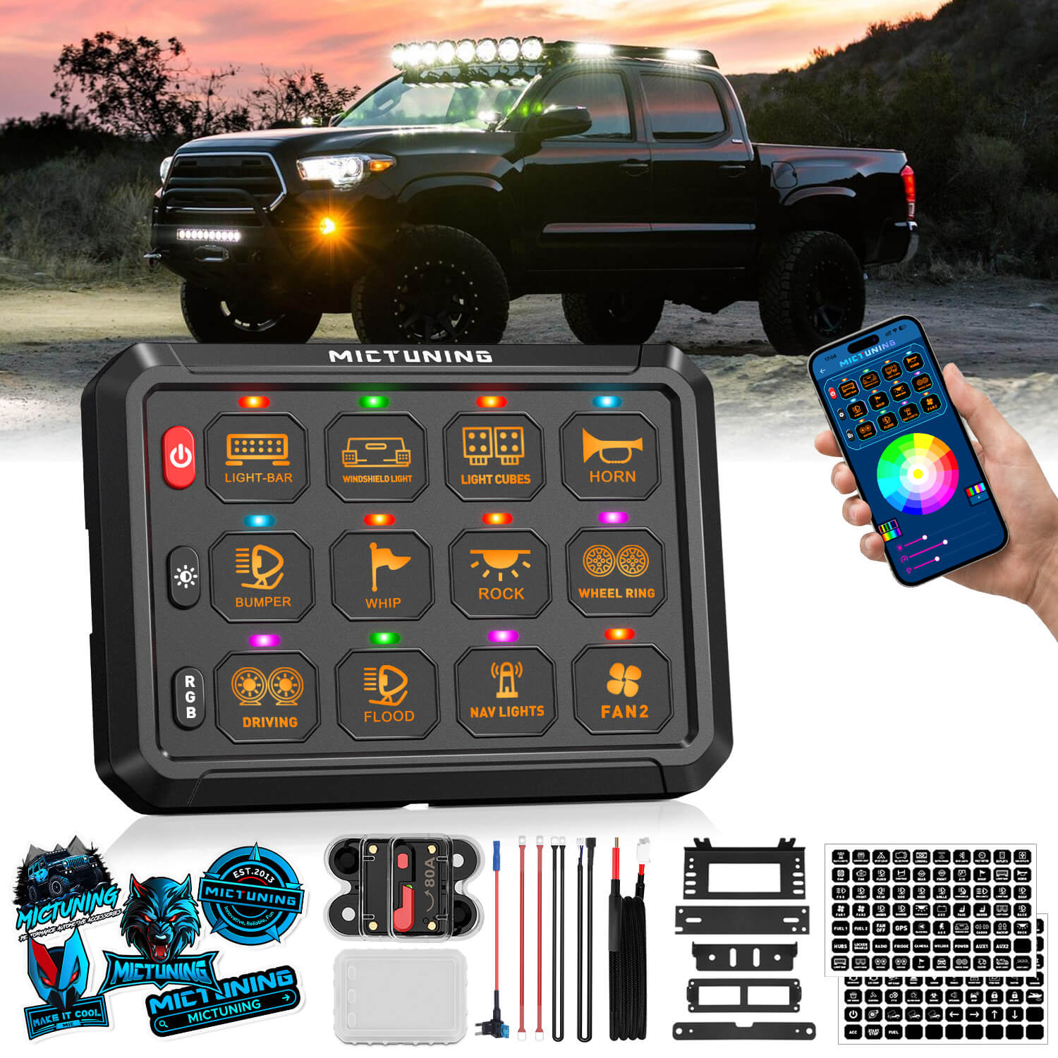 MICTUNING P1s-APP RGB Switch Panel with APP Control, 8/12 Gang 5