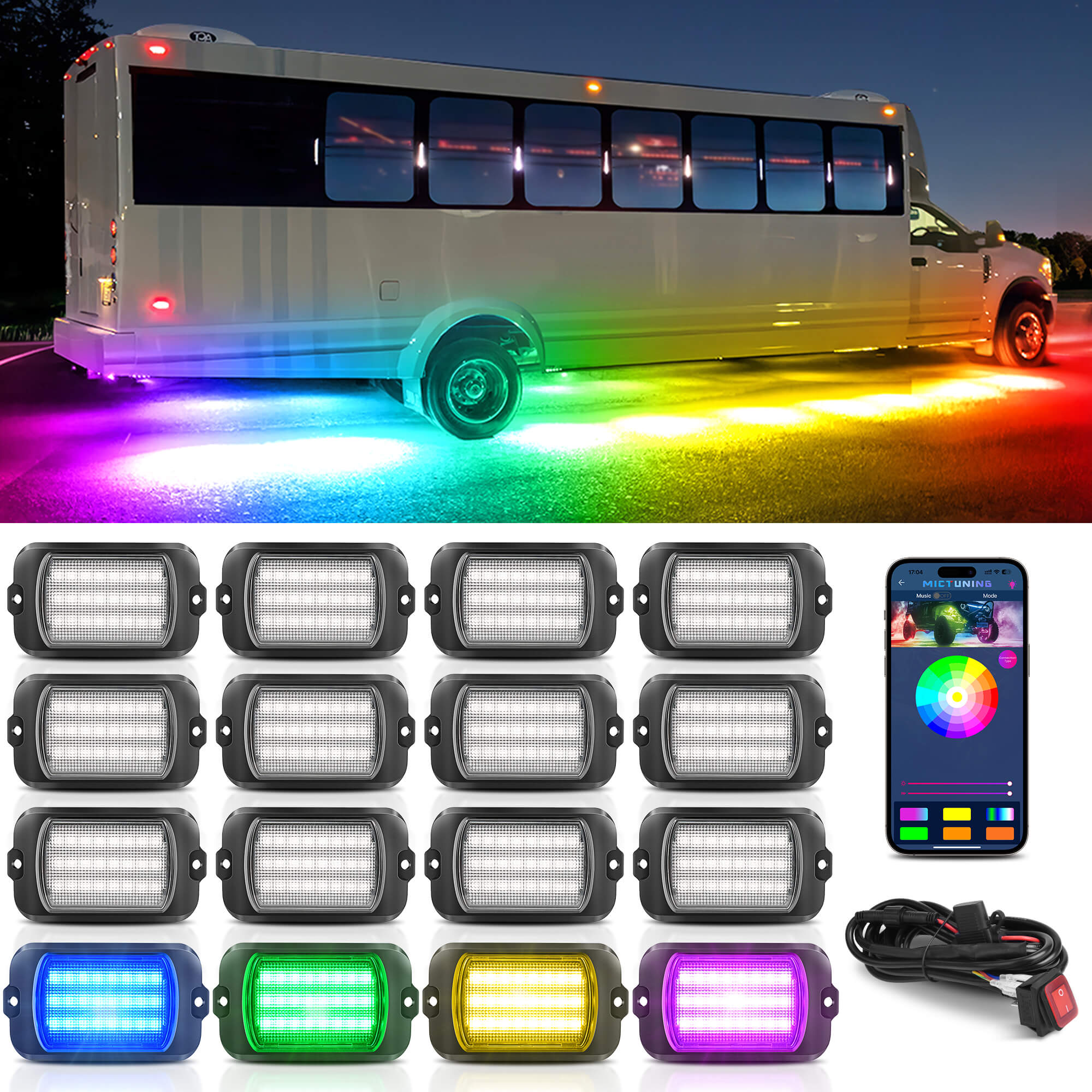 Newest Q1 Max RGB+IC Rock Lights Chasing Dream Color, 8-24 Pods, 24LEDs/Pod Super Bright, APP Control, IP68 Waterproof
