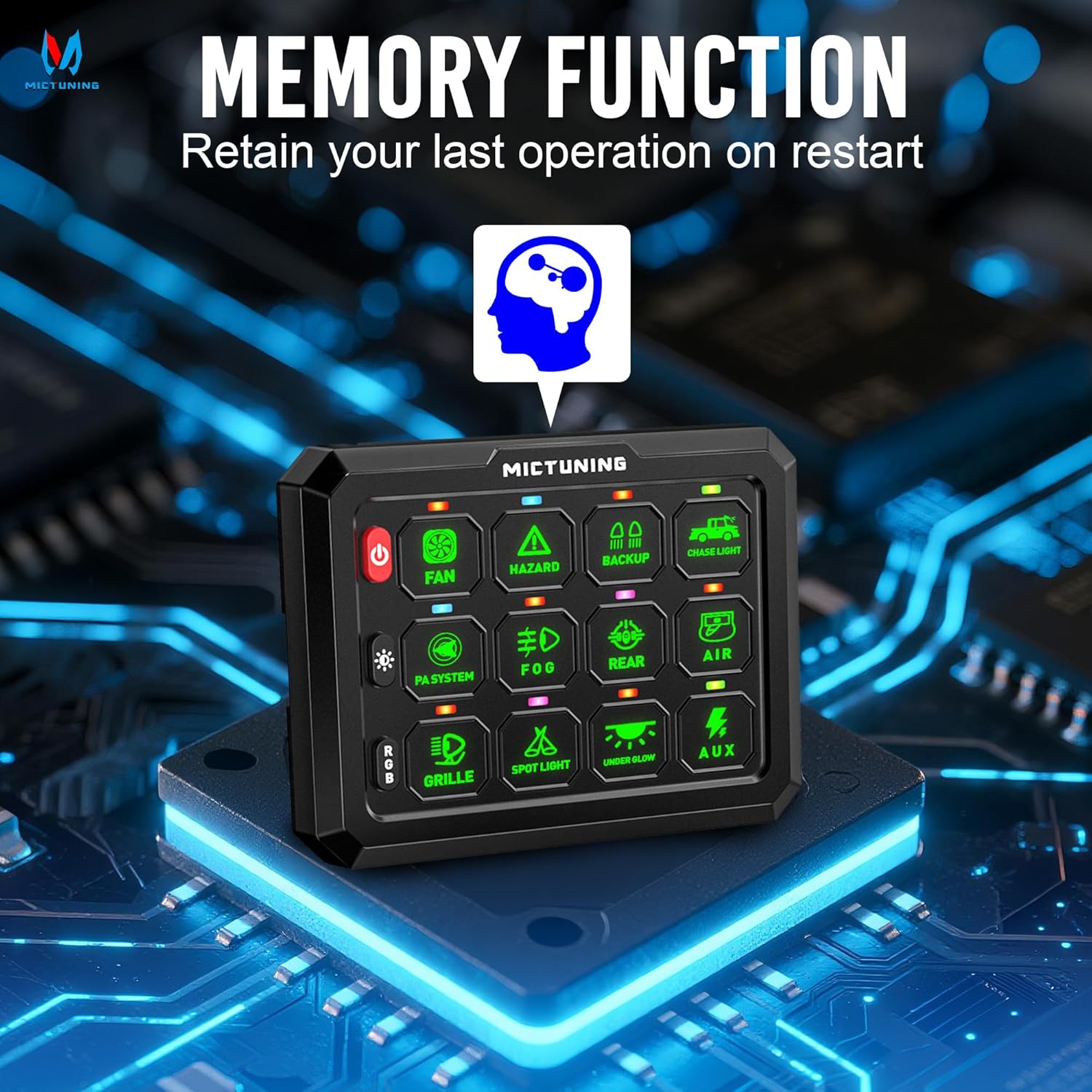 P1C RGB Switch Panel 8/12 Gang, IP67 Waterproof 4 Control Modes LED Control Panel Box Electronic Relay System Switch Box Universal