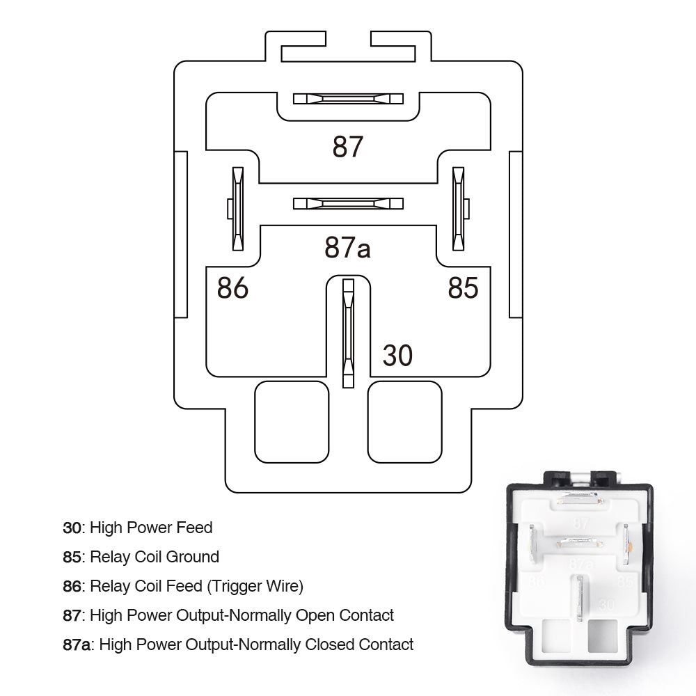 12V Fuse Relay Switch Harness Set - 30A ATO/ATC Blade Fuse, 5-Pin SPST Automotive Electrical Relays with Heavy Duty 14 AWG Wires - 6 Pack