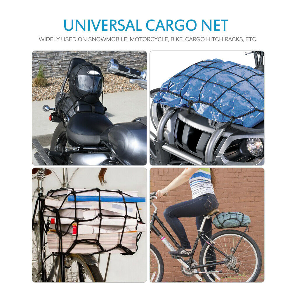 15"x15" Motorcycle/Bicycle Cargo Net Universal Heavy Duty Motorcycle Bungee Net