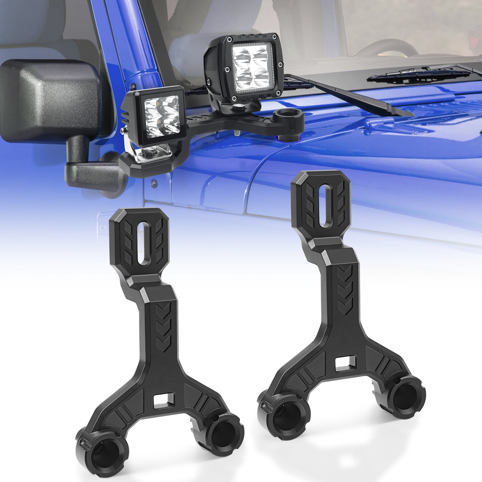 MICTUNING Dual A-Pillar Light Brackets Lower Windshield Hinge Mounting Brackets for Offroad Light LED Pods Work Lights