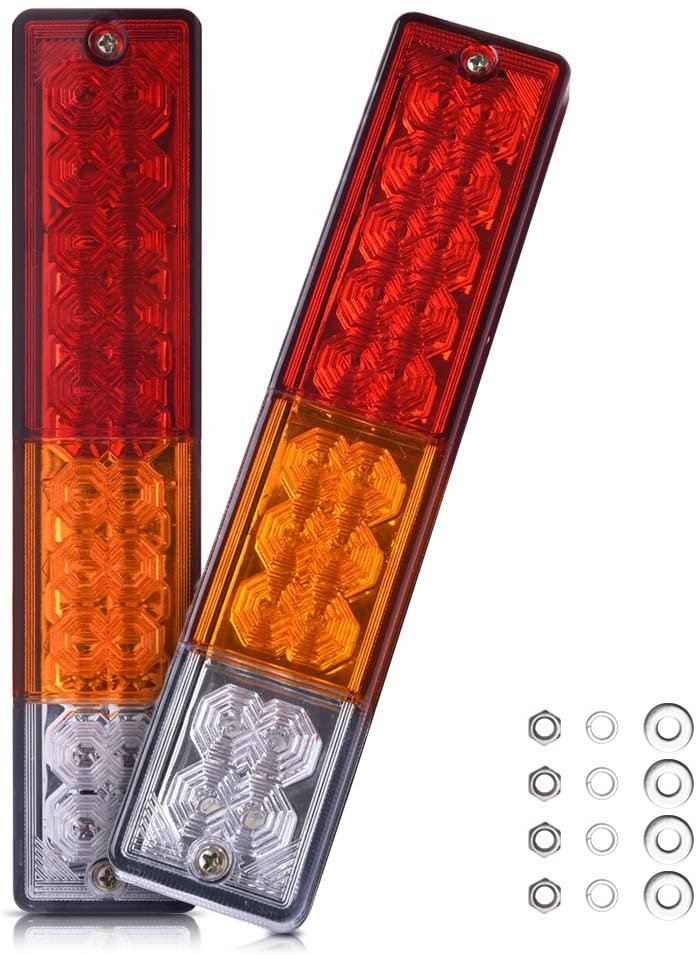 MICTUNING 16 Inch LED Trailer Light Bars - 11 LED Red Sealed Park Turn Signal Tail Brake Lights