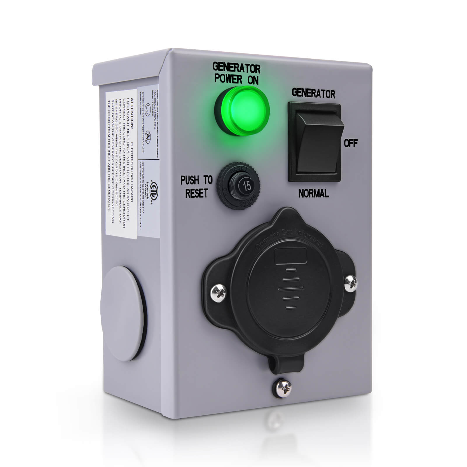 15 Amp 125V Generator Transfer Switch, Power Inlet Box, Waterproof Manual Transfer Switch MICTUNING