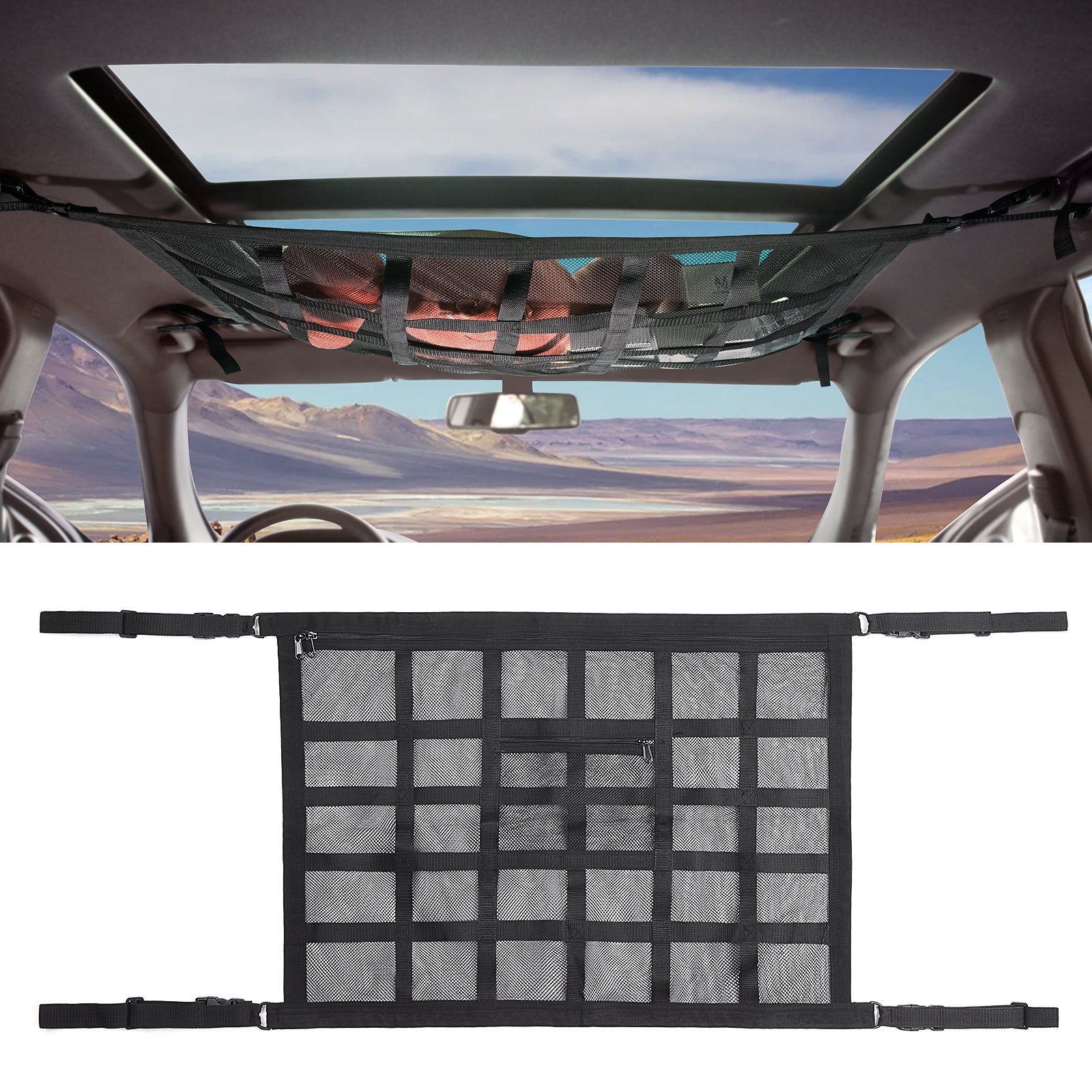 Car Ceiling Cargo Net Strong Load-Bearing Car Roof Storage