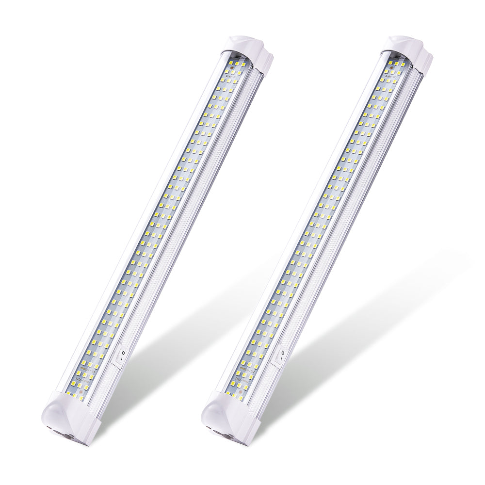 2Pcs 12V Interior Light Bar 6000K White 108 LEDs Universal Light Strip for Van RV Boat Trailer