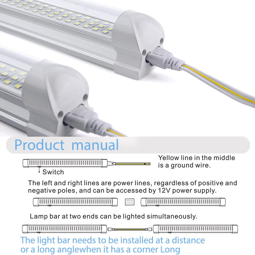 2Pcs 12V Interior Light Bar 6000K White 108 LEDs Universal Light Strip for Van RV Boat Trailer