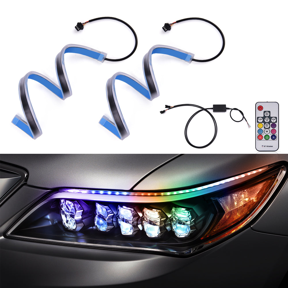 18.5 inch Car Headlight Surface LED Strip Light - Multi Color