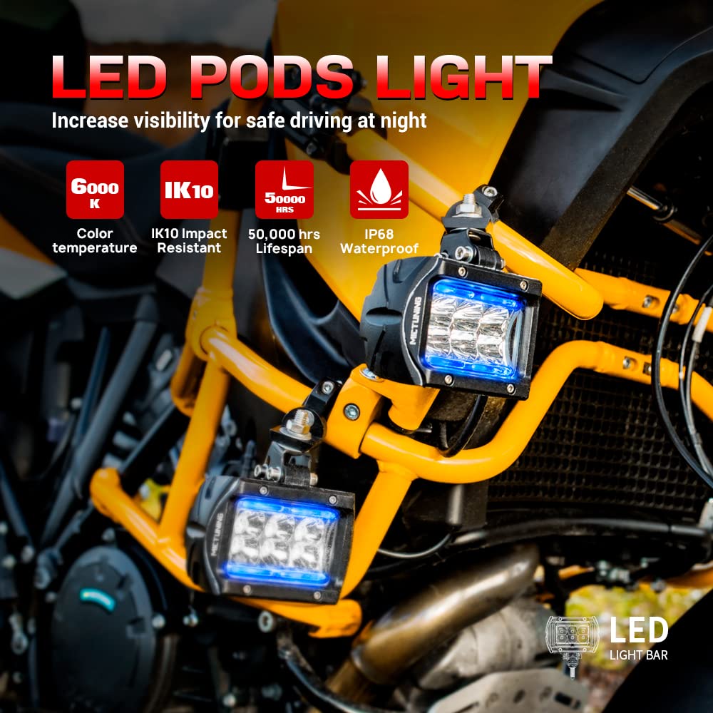 K1 LED Pods 18W Spot Flood Off Road LED Light Bar 1620lm with Iceblue Marker Light 2Pcs 4 Inch