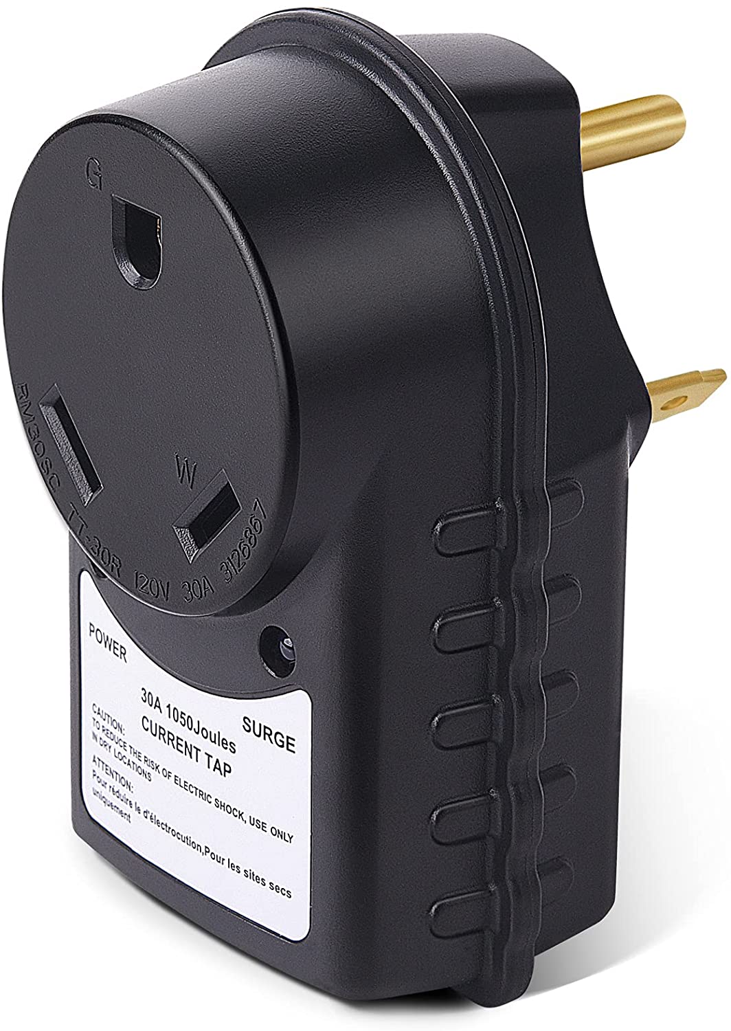 30 Amp RV Surge Protector - 125V, 1050 Joules, LED Indicator Light, ETL Listed, 30 Amp Male to 30 Amp Female for RV Trailer Camper