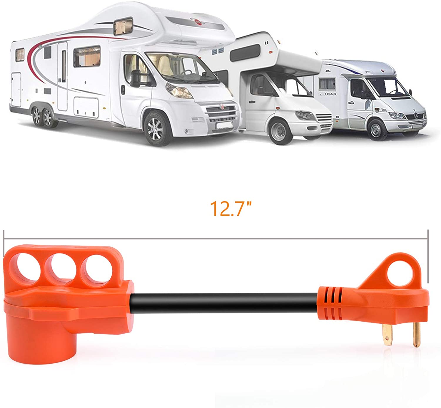 30A Male to 50A Female RV Power Cord Plug Adapter Heavy Duty Electrical Power Adapter with LED Indicator