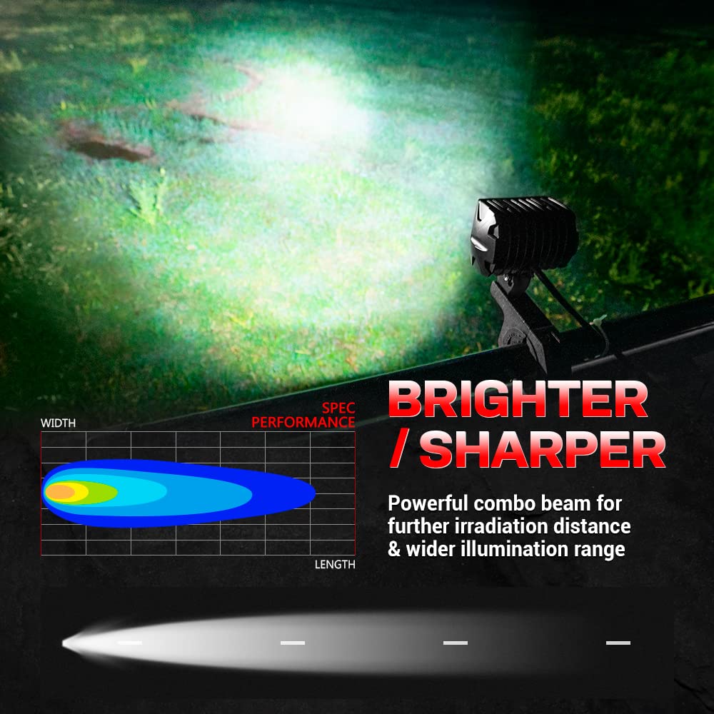 K1 LED Pods Quad Row Off Road Combo LED Light Bar 1920lm Driving Fog Lamps 2Pcs 4 Inch