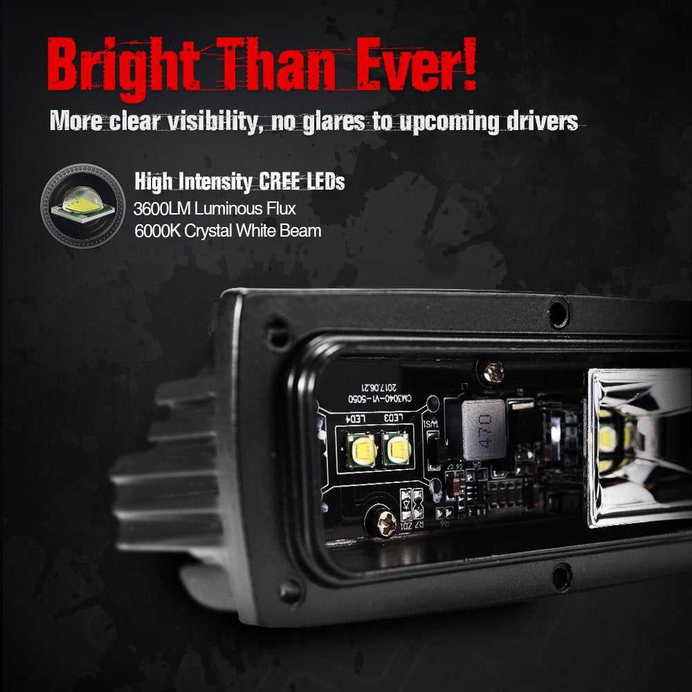 40W Flood LED Work Light Bar, Off Road Backup Driving Lights Fog Lamp 6.7 Inch