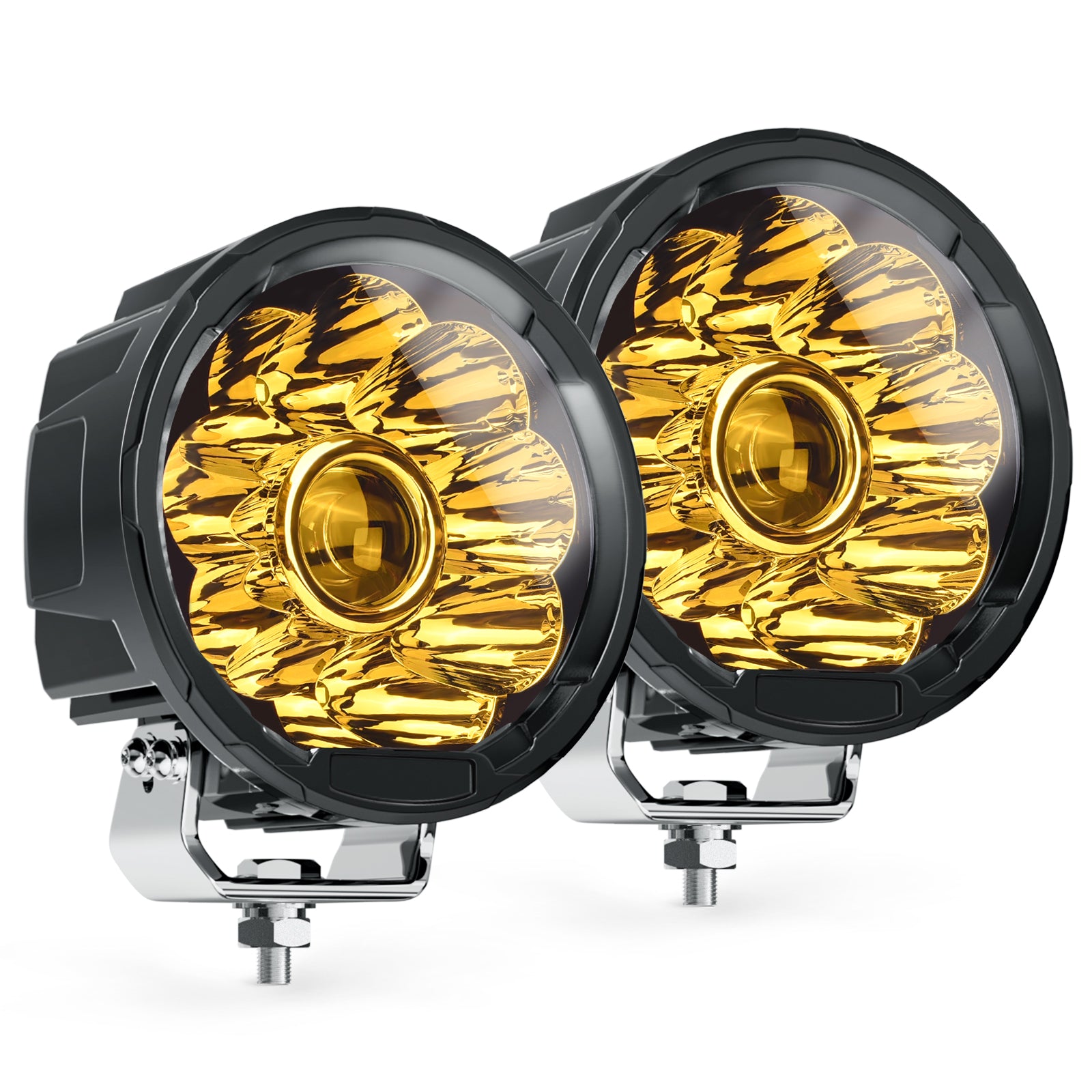 Amber/White LED Fog Lights, 5 Inch 40W LED Pods Work Light for Truck ATV UTV SUV Car Boat