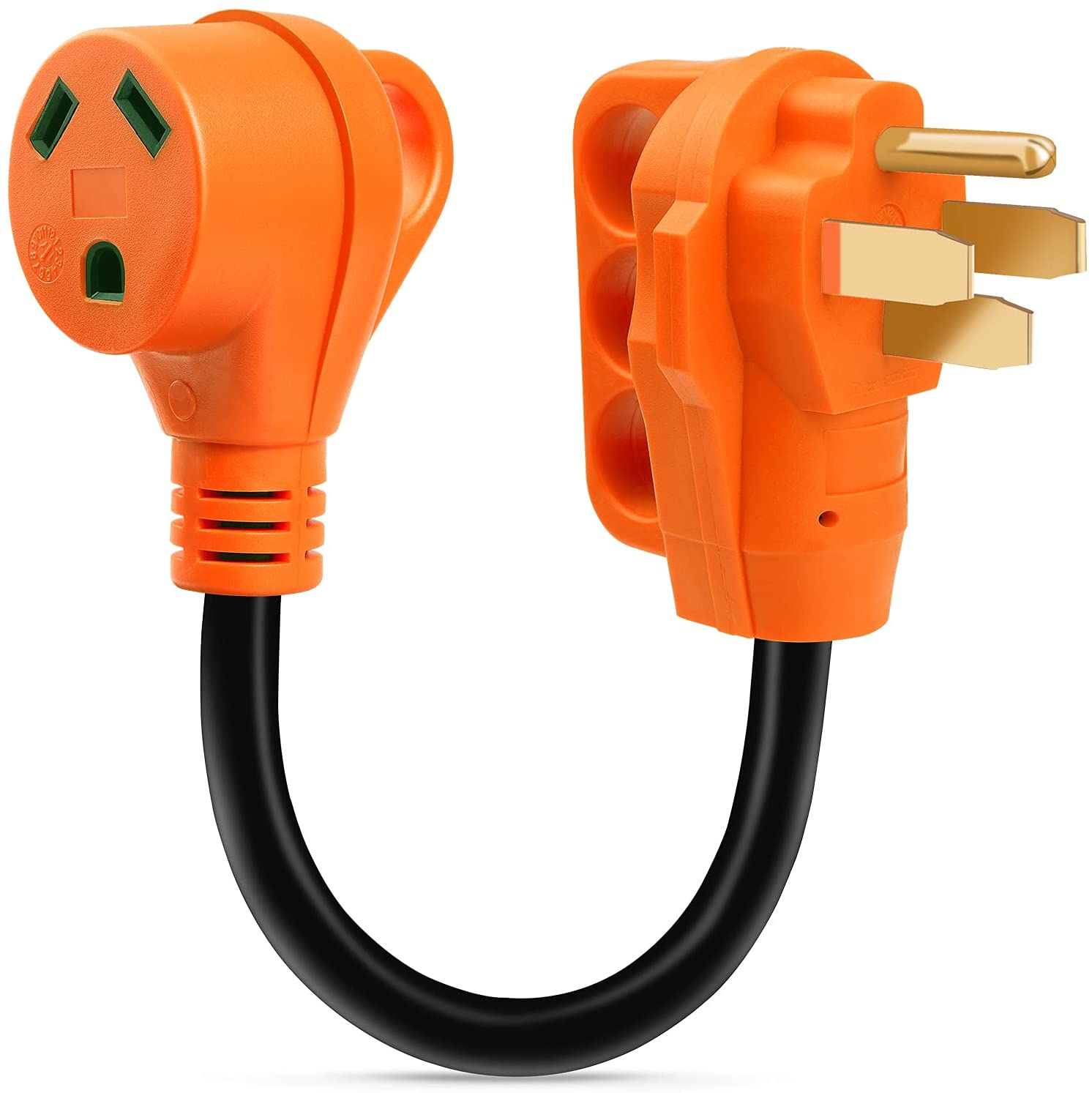 18'' 50A Male to 30A Female Heavy Duty Dogbone Electrical Adapter with Handle, 125V 3750W Yellow