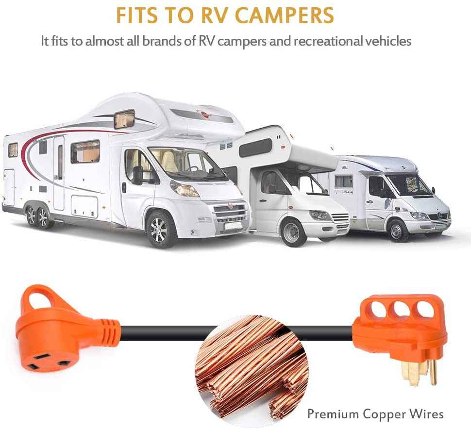 18'' 50A Male to 30A Female Heavy Duty Dogbone Electrical Adapter with Handle, 125V 3750W Yellow