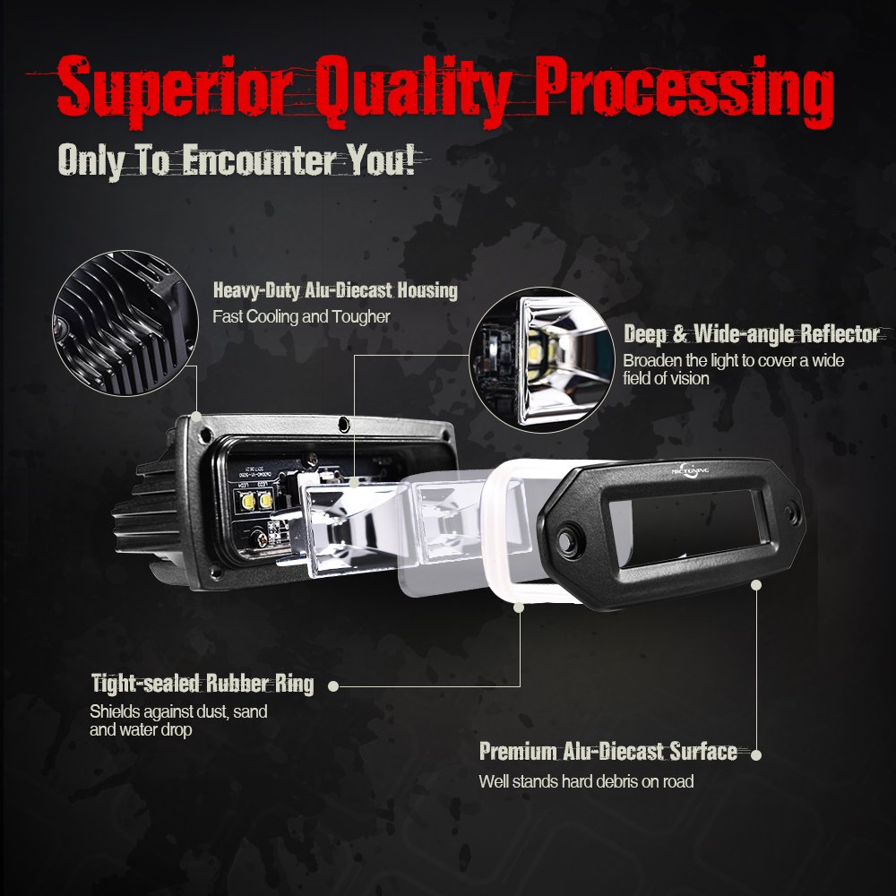 40W Flood LED Work Light Bar, Off Road Backup Driving Lights Fog Lamp 6.7 Inch