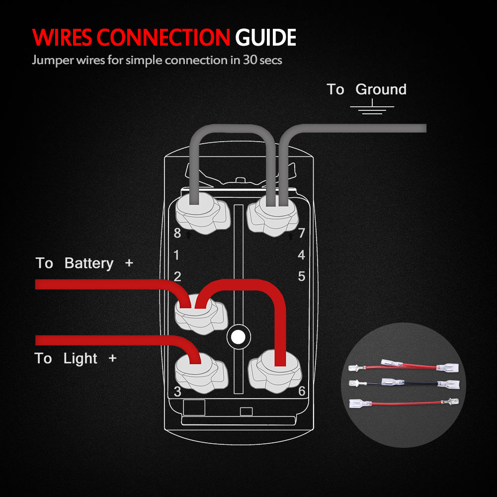 5 Pin SASQLIATCH Blue Lights Rocker Switch, On-Off LED Light, 20A 12V