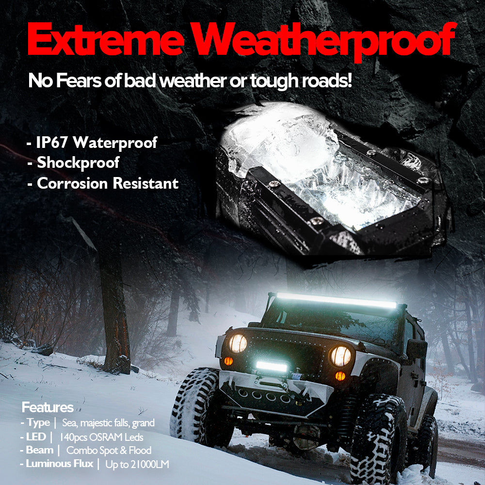 20" Triple Row LED Work Light Bar Spot Flood 21,000 Lumens Weatherproof for Off Road Driving Light Fog Roof Bumper Lamp - 2 Years Warranty