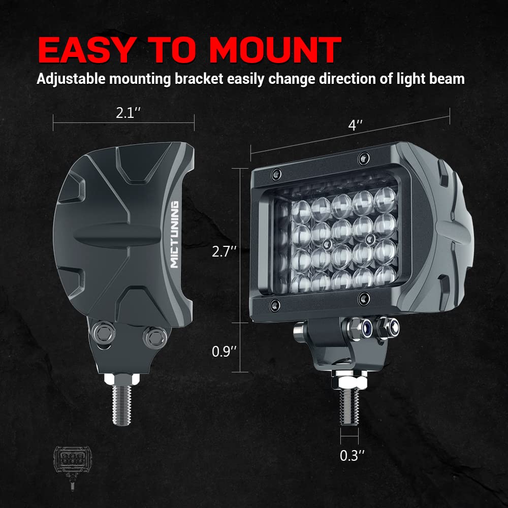 K1 LED Pods Quad Row Off Road Combo LED Light Bar 1920lm Driving Fog Lamps 2Pcs 4 Inch