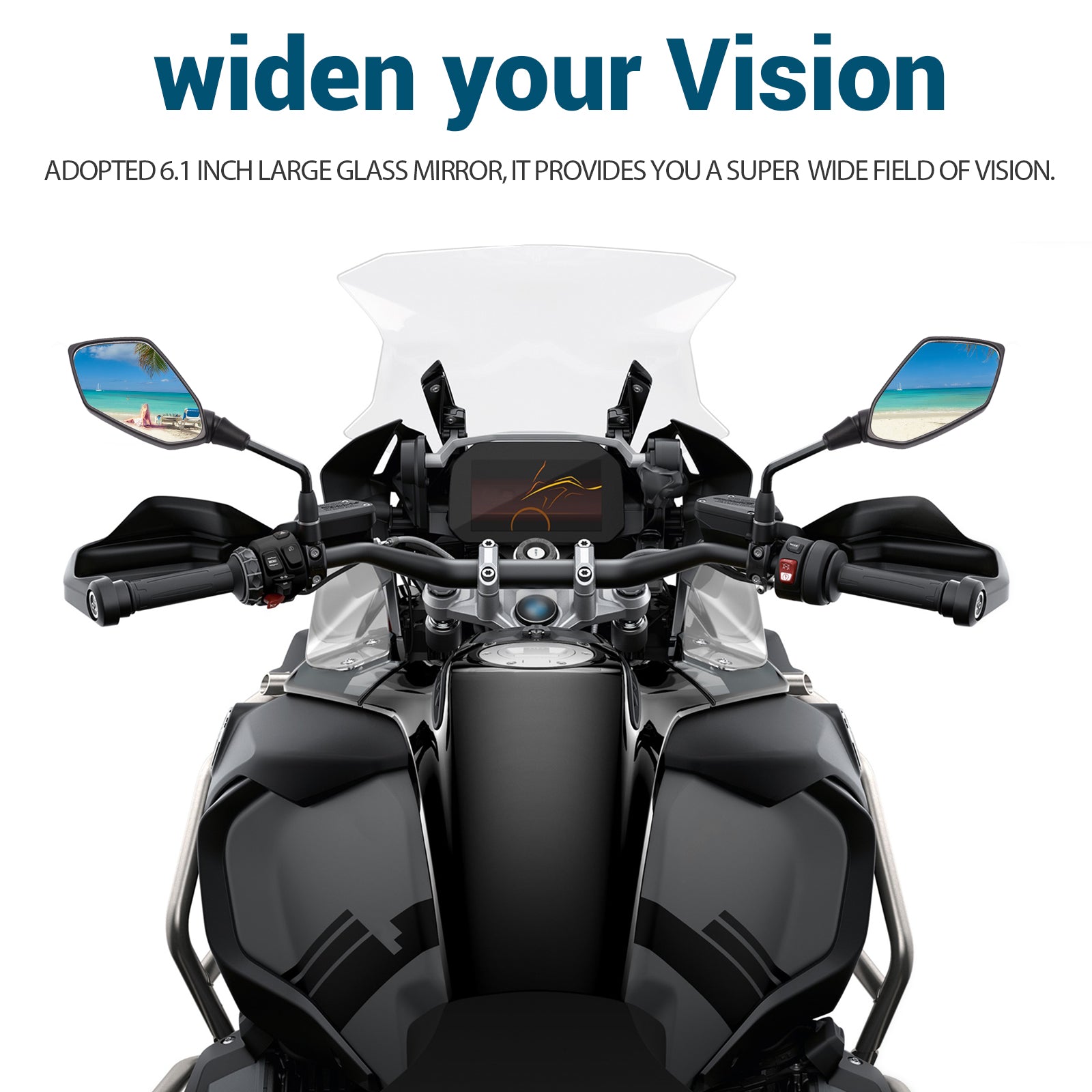 Hawk-eye Motorcycle Rearview Side Mirror with 10mm Bolt 7/8" Handlebar Clamp for Kawasaki Suzuki Honda Victory Chopper more