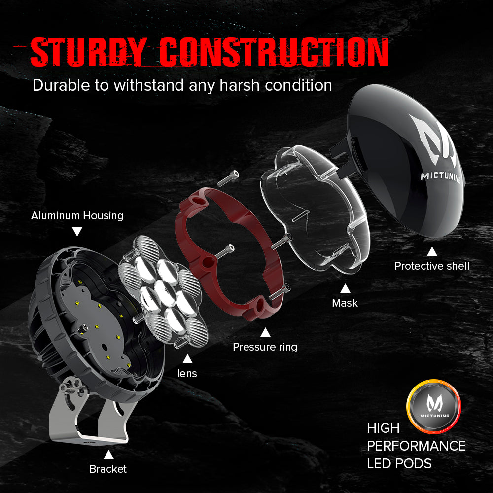 F1 2pcs 5.6" LED work light 55w 4950LM combo led driving lamp for Jeep SUV ATV Truck Boat