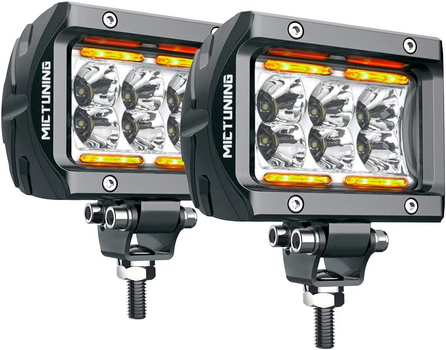 Pair 4 Inch 240W LED Work Lights - Amber Cube Pods Spot/Flood Combo Offroad
