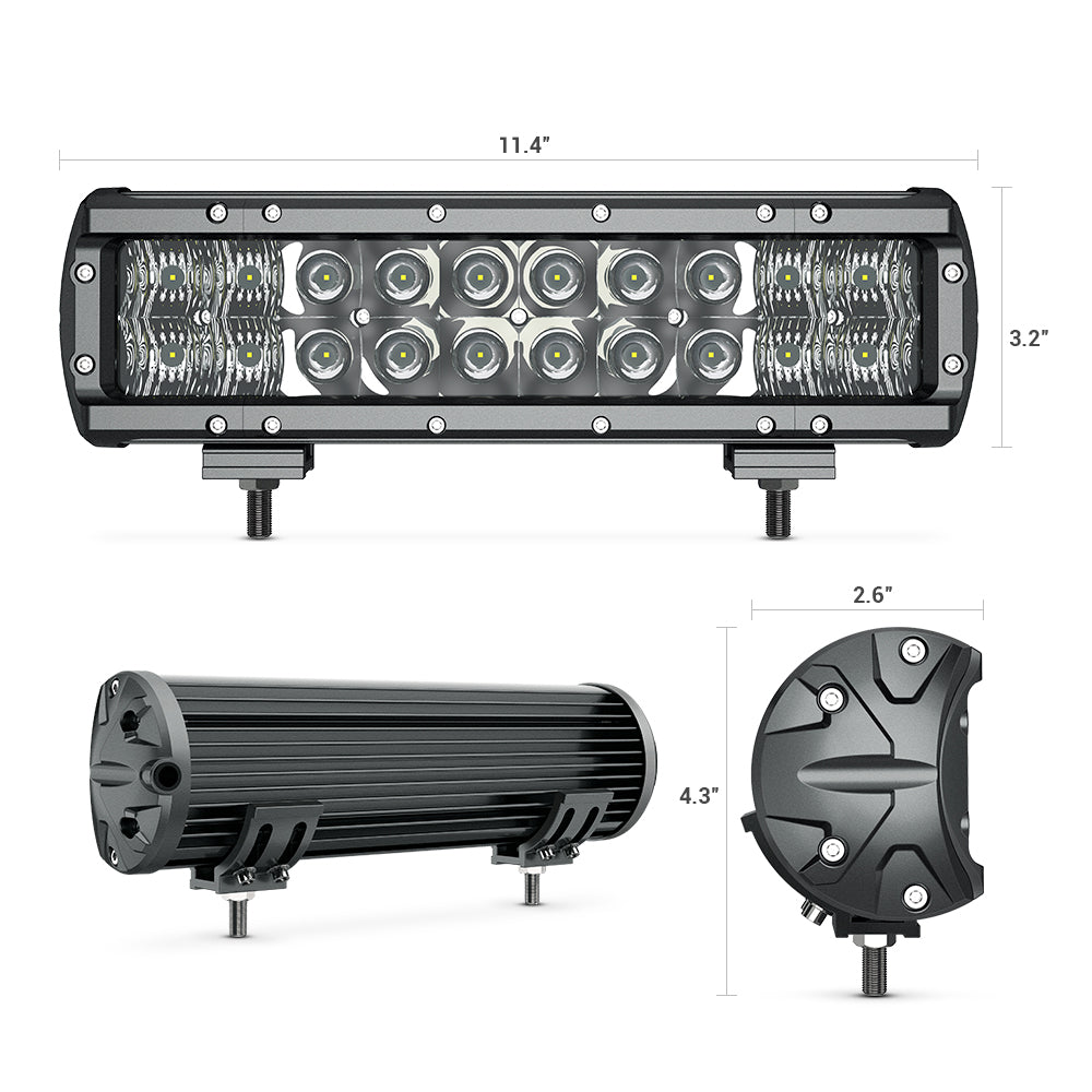 MICTUNING X-Explorer KS1 LED Light Bar - 12 Inch 60W Off Road Driving Light Combo Work Light with Wiring Harness| Bottom Brackets, only sell for US