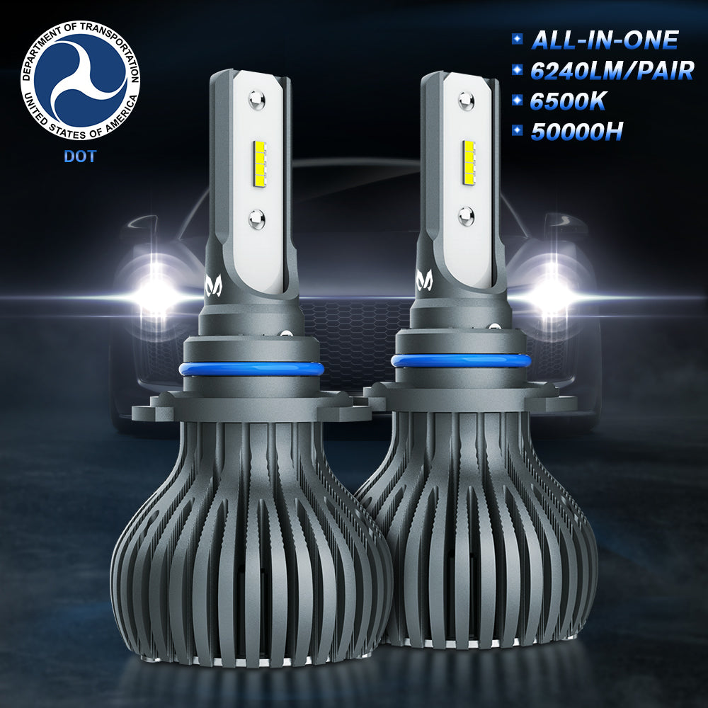 9005 LED Headlight Bulbs All-in-One Conversion Kit - 60W 6240LM LED Headlamp | 6500K Cool White | Plug-N-Play | Non-Polarity | HID