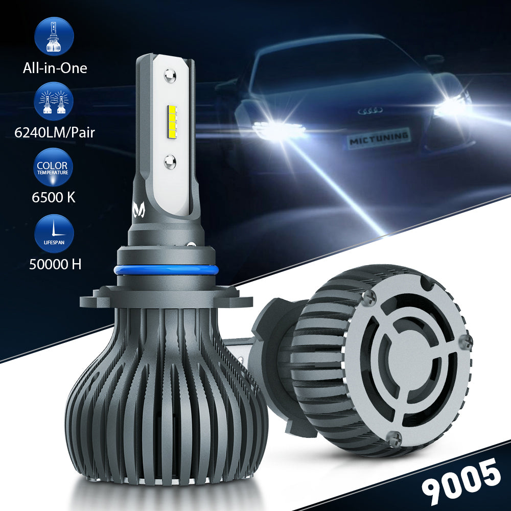 9005 LED Headlight Bulbs All-in-One Conversion Kit - 60W 6240LM LED Headlamp | 6500K Cool White | Plug-N-Play | Non-Polarity | HID