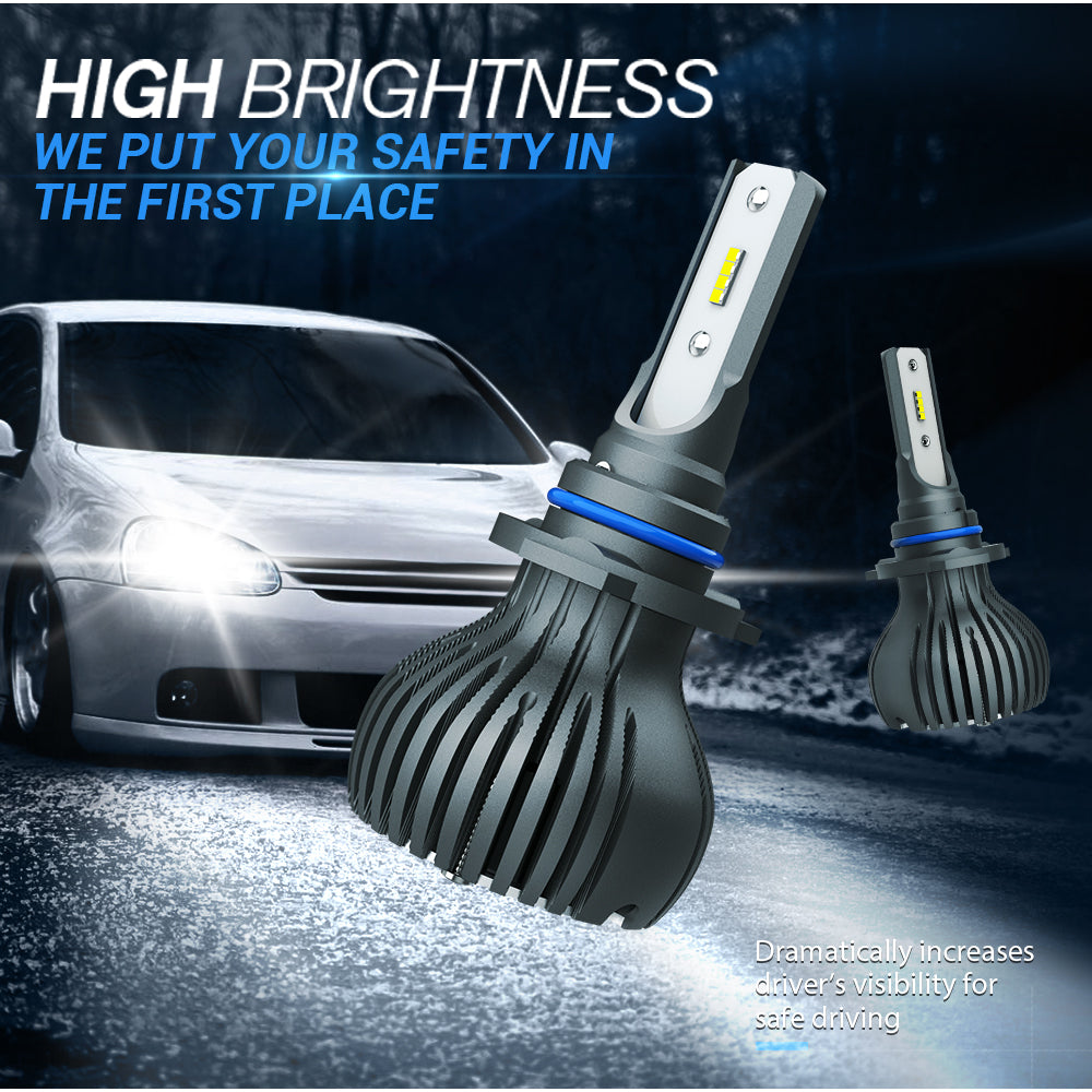 9005 LED Headlight Bulbs All-in-One Conversion Kit - 60W 6240LM LED Headlamp | 6500K Cool White | Plug-N-Play | Non-Polarity | HID