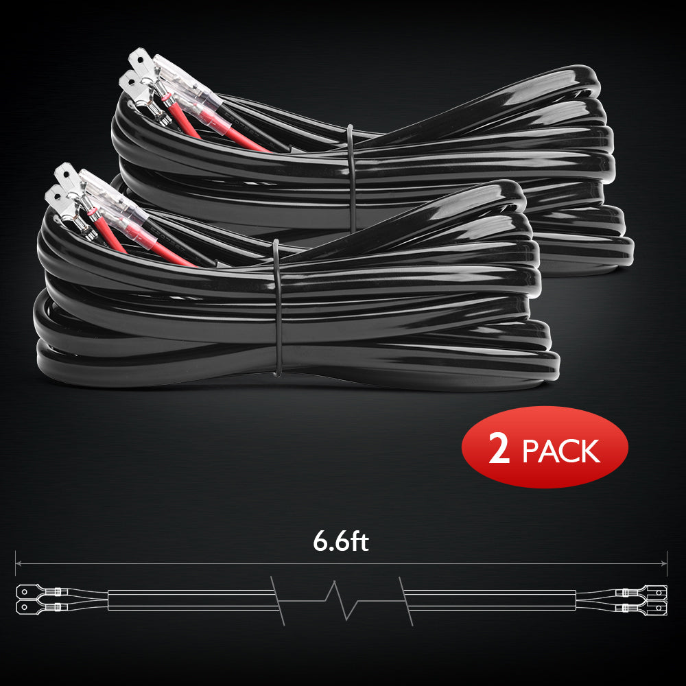 6.6ft 16AWG Extension Cables 16 Guage Wires for Off Road LED Work Light Bar Wiring Harness 2 Pack