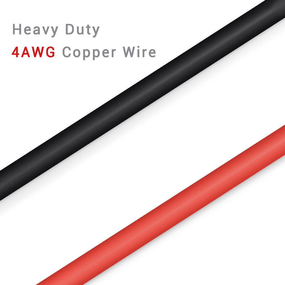 4AWG 24 Inch Battery Inverter Cables Set for Solar RV Car Boat Automotive Marine Motorcycle with 3/8" Lugs (1 Black & 1 Red)