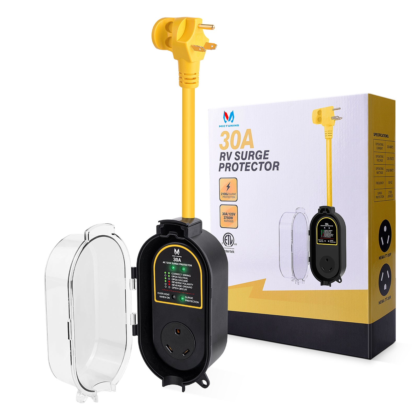 30 Amp RV Surge Protector - RV Power Defender Voltage Protector Anti-Theft RV Circuit Analyzer