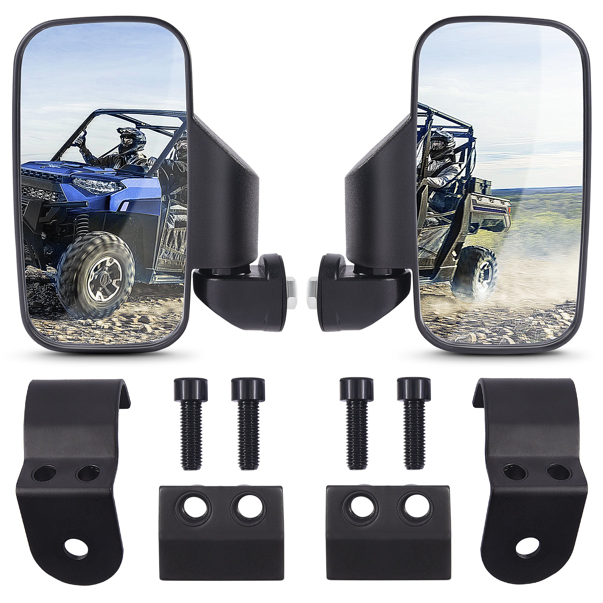 UTV Side Mirrors - Adjustable Break-away Rear View Convex Mirror with Splash-proof Lens fits Polaris Ranger Can-Am Defender