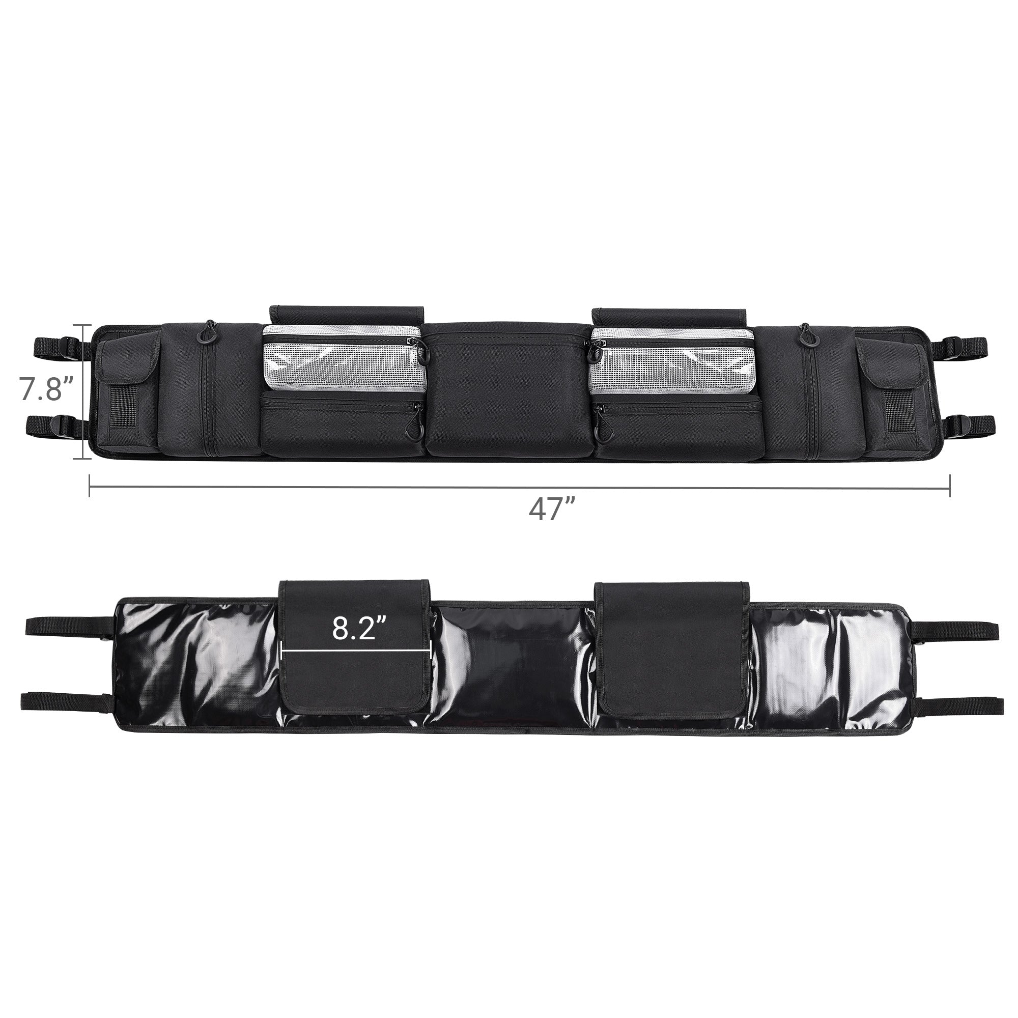 UTV Roll Cage Organizer, Cargo Rear Storage Bag Gear Tool Bag with Multiple Pockets