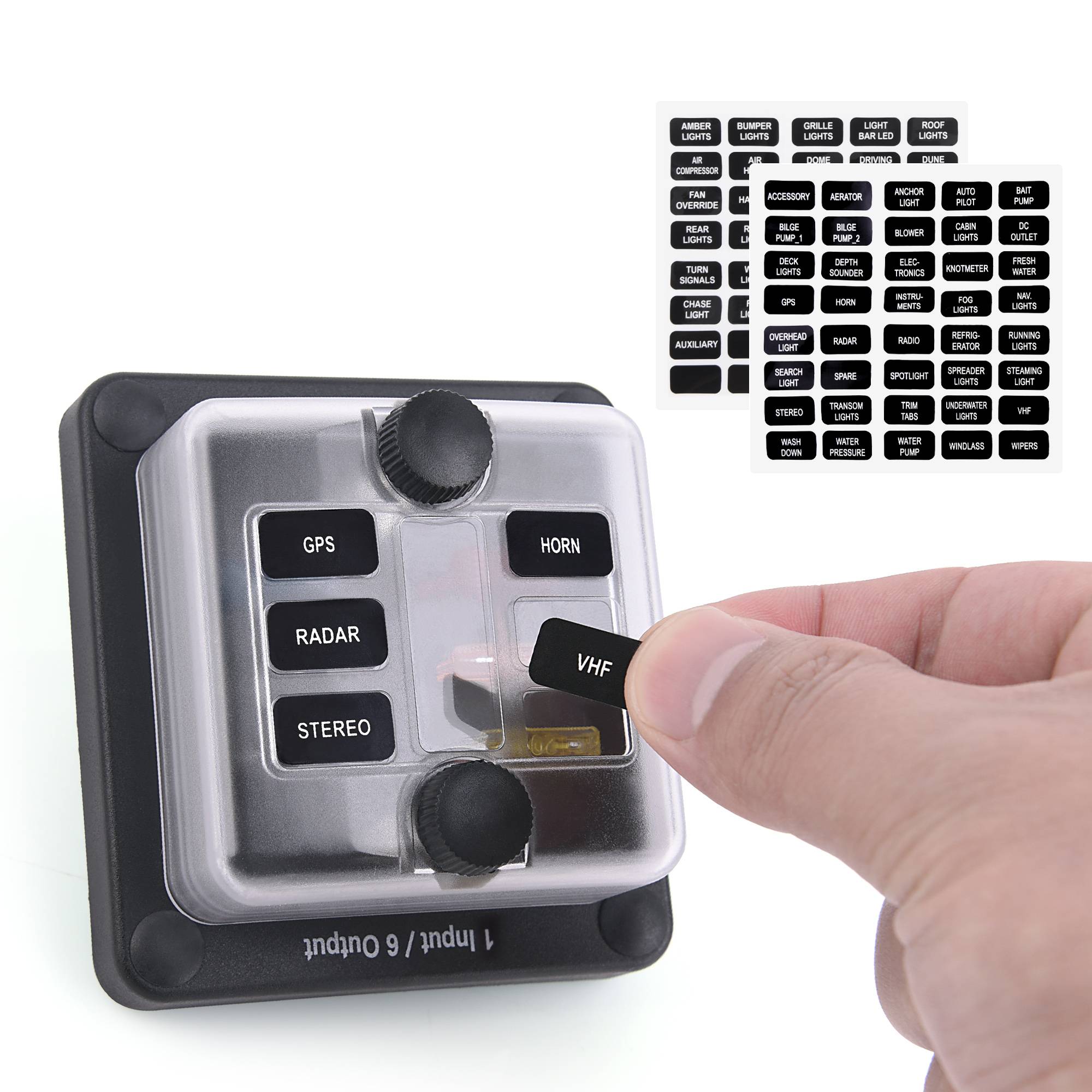 Fuse Block Holder 6/12 Circuit Blade Fuse Box with Waterproof Protection Cover Sticker Labels LED Indicator