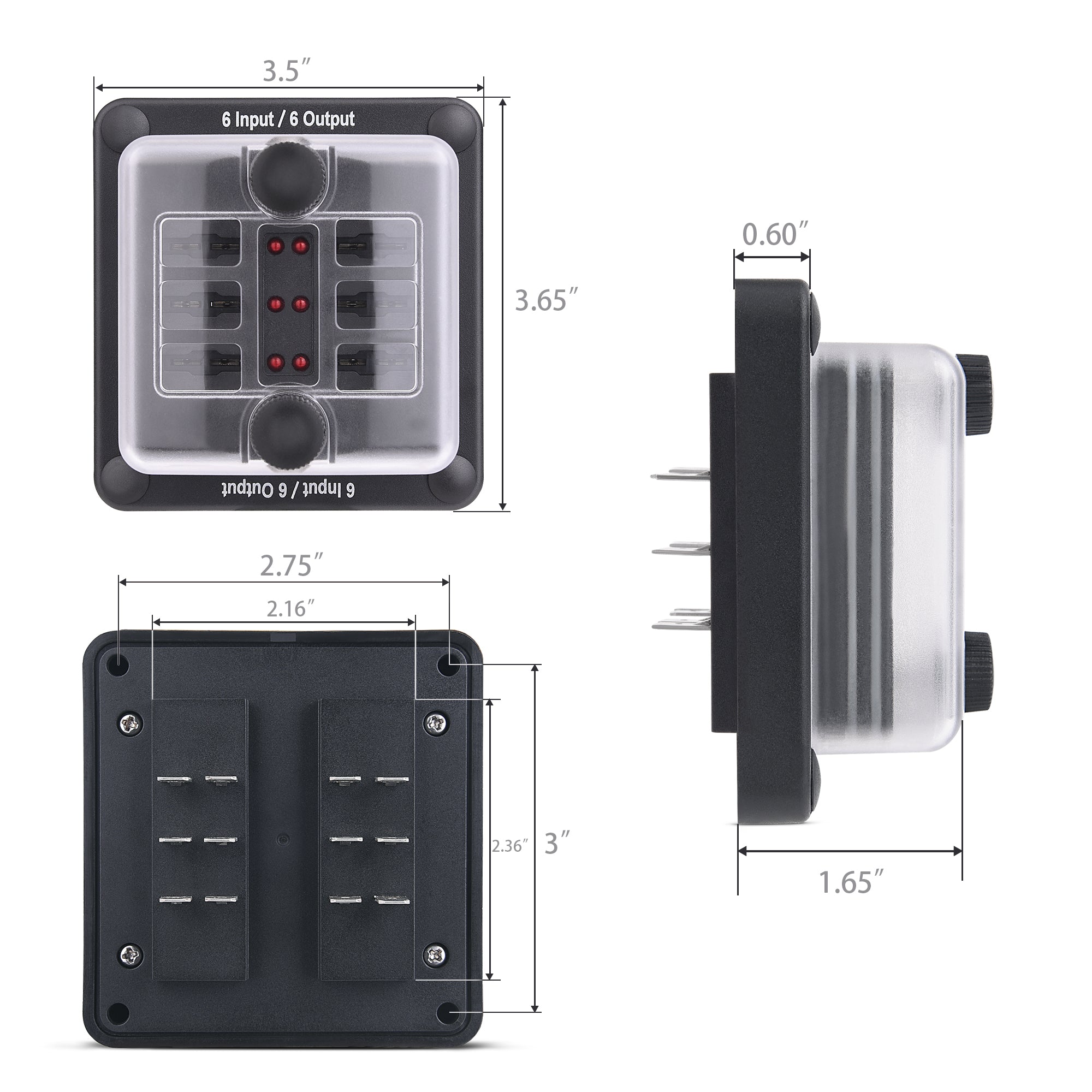 Fuse Block Holder 12 Circuit Blade Fuse Box with Waterproof Protection Cover Sticker Labels LED Indicator