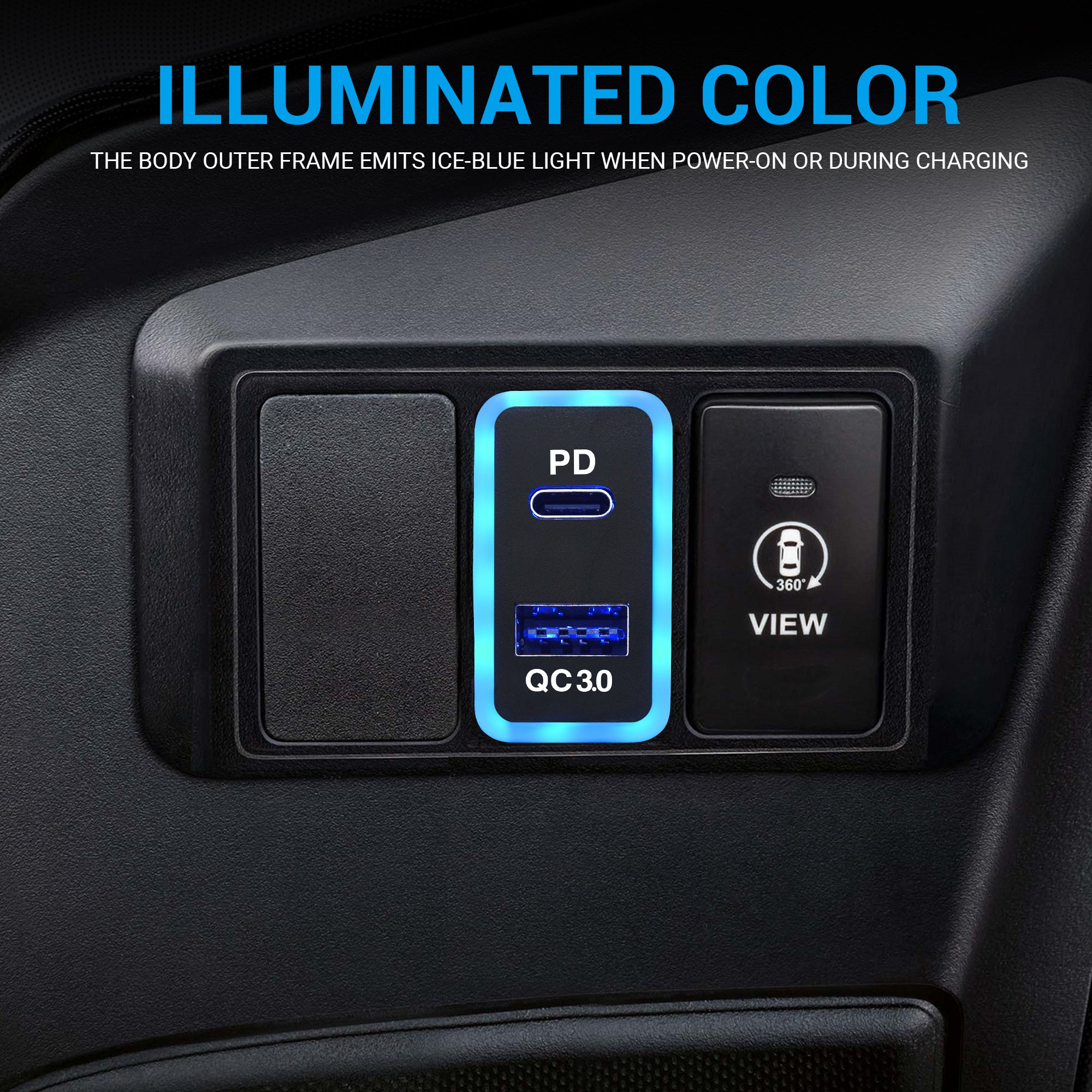 12V/24V USB C Car Charger for Toyota, Dual USB Ports QC3.0 & PD Type C Car Power Socket